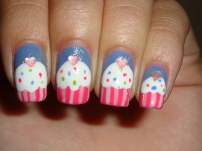 cupcake_nails, nail art, cupcake nail art, beautiful nail art, awesome nail art, pink, brown, white, nail polish