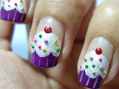precious, cupcake_383561, cupcake nail art, nail polish, pink, white, love heart, nail